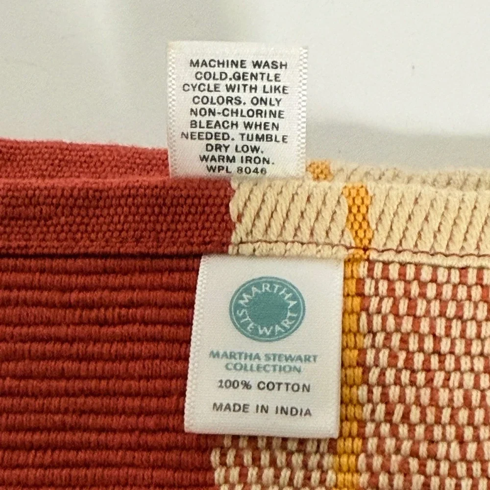 Martha Stewart Collection Cotton Table Placemats Red‎ Yellow Stripe Woven